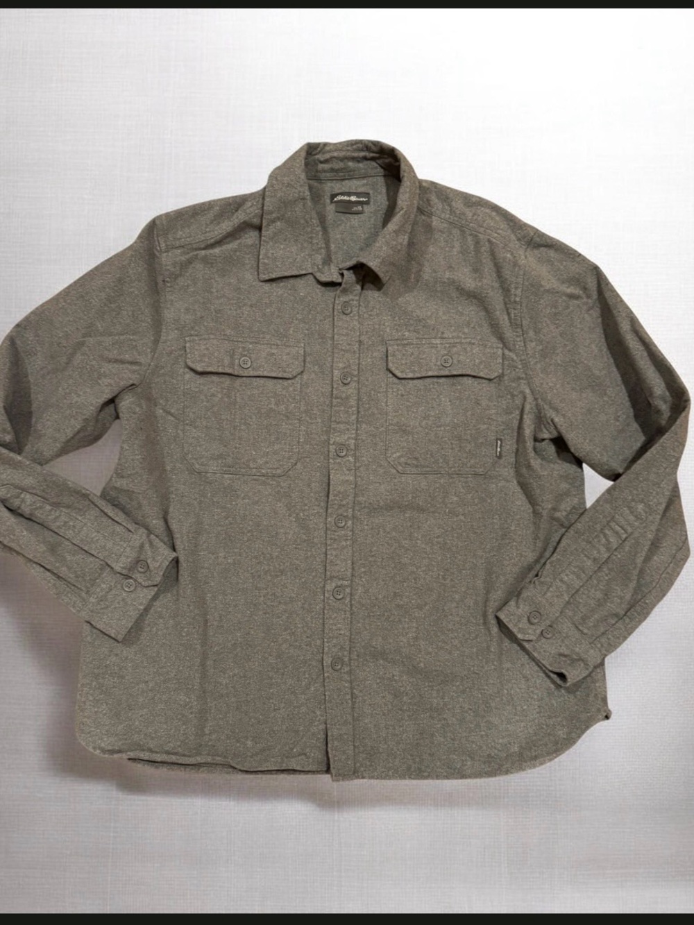 Men's Gray Double Brushed Chamois Shirt, Shacket, Button Up Size XL, Eddie Bauer